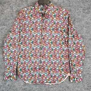 Luciano Visconti Signature Collection Shirt Mens Large Skull Print Long Sleeve